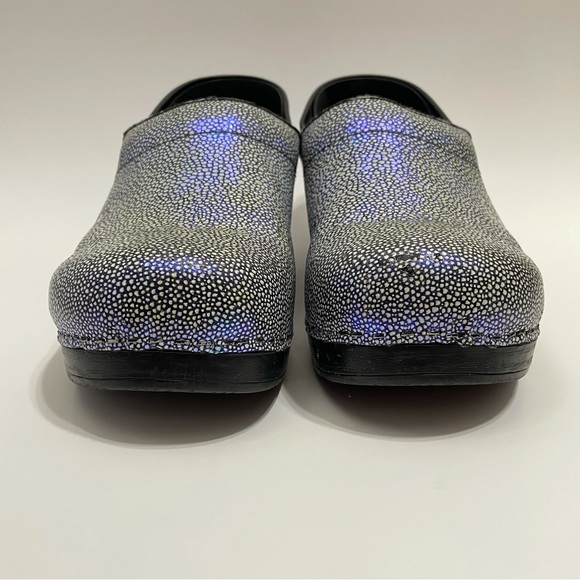 Dansko Professional Iridescent Blue Leather Clogs 41 Sparkle Mermaid Metallic - Picture 2 of 9